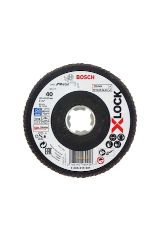 Bosch X-Lock 125 mm 40 Kum Best Serisi Bombeli Fiber Tabanlı Metal Flap Zımpara Diski -2608619201