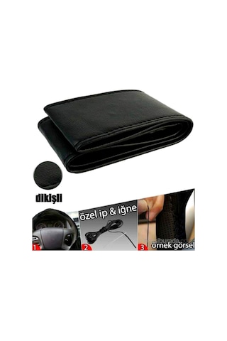 Fiat Doblo 2010-2021 Uyumlu Dikmeli Direksiyon Kılıfı Soft Siyah 11cm