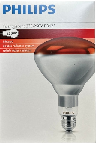 1 Adet Philips 250w Kızılötesi İnfrared Isıtıcılı Hayvan Isıtma Ve Fizik Tedavi Lambası Kırmızı Işık E27 Kalın Duy