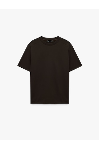 Koton Uzun Kollu Oversize Bisiklet Yaka Kısa Kollu Basic Tişört Kahverengi 6sam10400mk Kahve