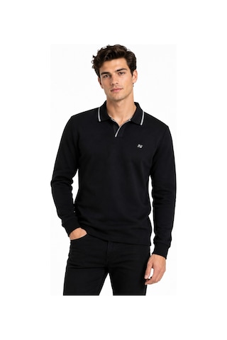 Advante Erkek Mevsimlik Spor Polo V Yaka Sweatshırt Bgl-st05469 Siyah