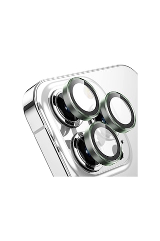 Buff Apple Uyumlu iPhone 14 Pro Max / 14 Pro Kamera Metal Lens Koruyucu Koyu Yeşil