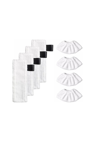 Yifomall Karcher Sc1/sc2/sc4/sc5 Buharlı Fırça İçin Beyaz Mop Kılıfı - 8'li Set