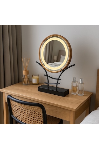 40x40 Cm Led Işıklı Makyaj Aynası Touch Sensörlü, Dimmer Özellikli Günışıği 3000k Sarı