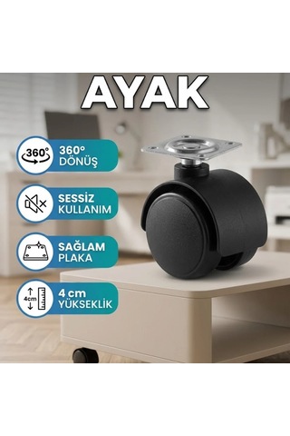 4 Cm Kilitsiz Döner Ayak Tekli Sehpa Ve Mobilya Ekipman Ayağı Çok Renkli