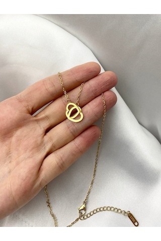İç İçe Kalpler Aşk Sevgi Bağlılık Kolyesi Gold Renk Paslanmaz Çel Çok REnkli