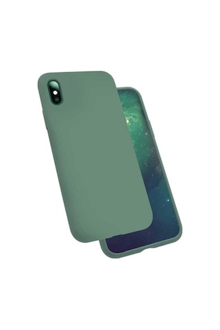 Apple Uyumlu iPhone X Kılıf Zore Silk Silikon Koyu Yeşil