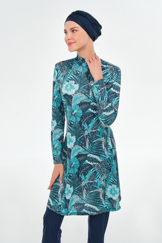 Likralı Tam Kapalı Tesettür Mayo Desenli 3104 Koyu Lacivert K.lacivert Koyu Lacivert