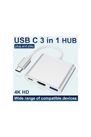 Xuweiwei Simli Usb C Den Hdtv Adaptörü 4k 100w Pd Usb 3 0 Portlu Dijital Av Dönüştürücü Macbook İpad İphone Uyumlu 15 Tabletler İçin