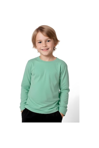 Fyk Kids Düz Basic Unisex Sweatshirt Mint Yeşili