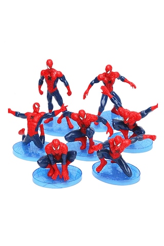 Spiderman - Örümcek Adam 5-7 Cm 7 Li Tam Set Oyuncak Figür Pasta Süsü Spider - Man