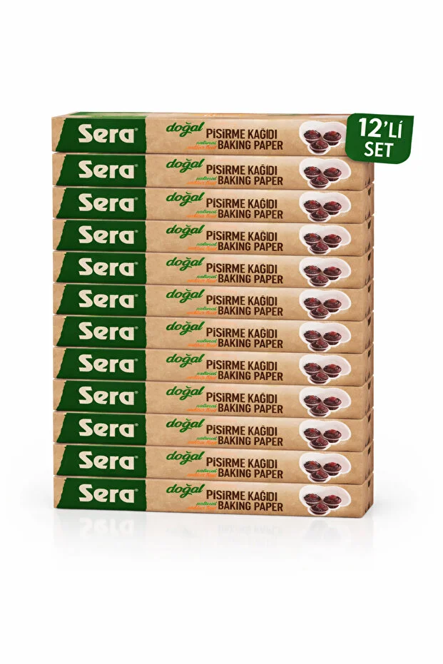 Sera Doğal 12 Adet Yeni Beyazlatılmamış Organik Hazır Kesilmiş Pişirme Kağıdı 10 Lu X 12