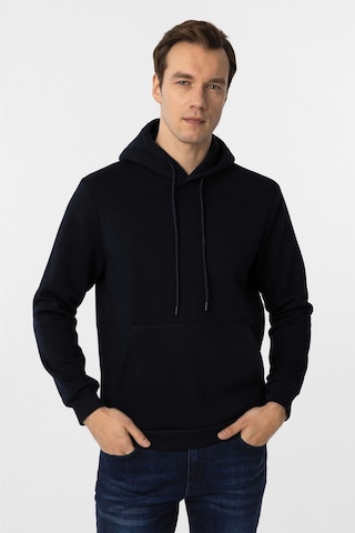 Süvari Lacivert Regular Düz Kapüşonlu Yaka Sweatshirt