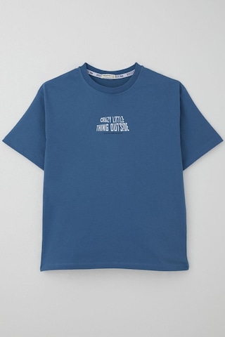 Breeze Erkek Çocuk Tişört Yazı Baskılı 8-12 Yaş, İndigo Indigo