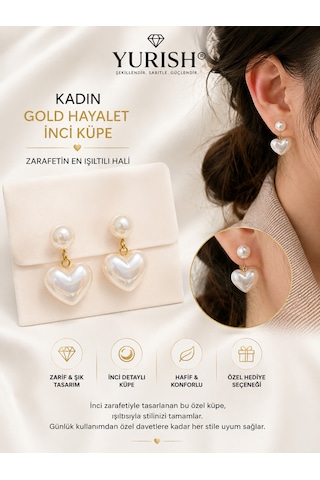 Kadın Gold Hayalet İnci Küpe