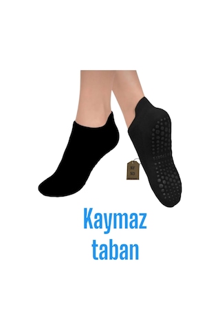 Enefendi Yoga Çorabı 4 Çift Pilates Tavaf Kaymaz Silikon Taban Pamuklu Kadın Dikişsiz Çorap Siyah Beyaz Renkli