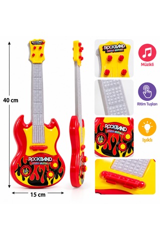 Sarı Kırmız Müzikli Oyuncak Gitar Sarı Kırmızı