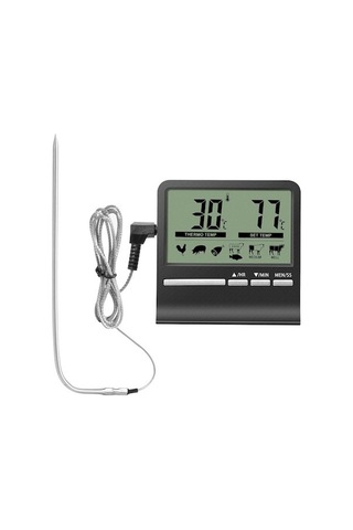 Springsun Siyah Mutfak Yemek Sicaklık Ölçer - Barbekü, Fırın Ve Pişirme İçin Gıda Termometresi