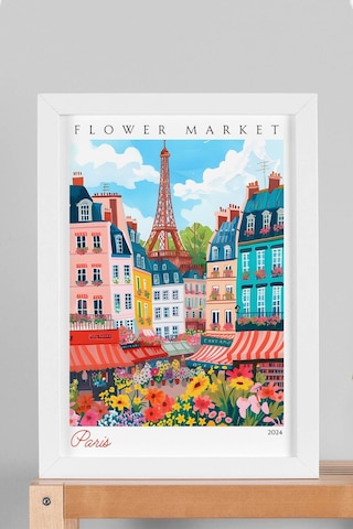 Paris Fransa Çerçeveli Tablo Seyahat Severlere Salon Ve Ofis İçin Estetik Duvar Dekoru Travel Flower Market