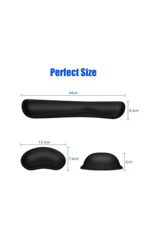 Bilek Destekli Mouse Pad, Kaymaz Ergonomik Bilek Destekli Siyah