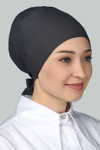 Altobeh Kadın Pratik Dikişsiz Bağcıklı Kaymayan Tesettür Penye Bone - Füme