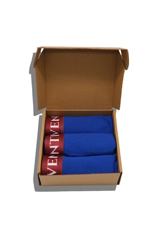 Cielo Venti Night Collection 3'lü Organik Pamuk Erkek Boxer Kraft Kutu Mavi
