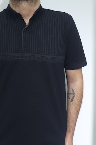 Santa Dmctekstil Erkek Desenli Spor Kesim Rahat Kalıp Polo Yaka T-shirt Lacivert