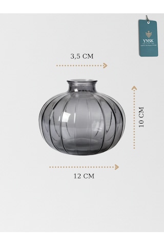 Chacha Home Modern 3'lü Minimalist Cam Çiçek Vazosu Dekoratif Masa Üstü Vazo Seti Füme