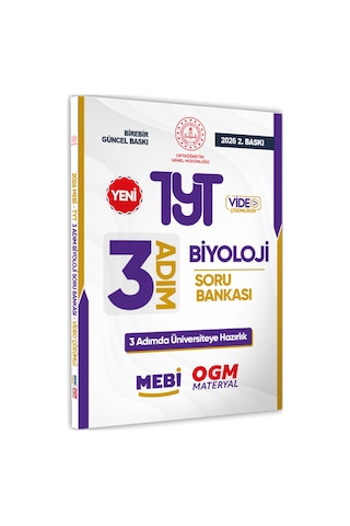 2026 TYT Mebi-ogm 3 Adım Biyoloji Soru Bankası Renkli A4 Boyut Video Çözümlü Baskı Ücreti