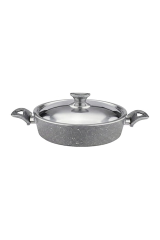 28 Cm Granit Karnıyarık & Pilav Tenceresi Çelik Kapak - Gri Gri