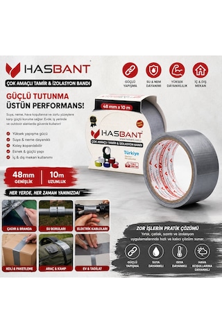 Hasbant Has-0076 Tekli Çadır Ve Tamir Bantı 48mmx10m Bandı Gri