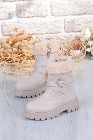 Fort Cool Evla Anatomik Sıcak Astar Kaymaz Taban Kız Çocuk Bot Bej