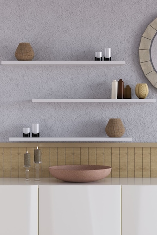 Yankı-BYEG 70 cm 3lü Mat Beyaz Mdf Duvar Rafı Gizli Bağlantı Kitaplık