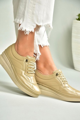 Fox Shoes U555301303 Bej Hakiki Deri Günlük Kadın Ayakkabı Bej-hakiki Deri