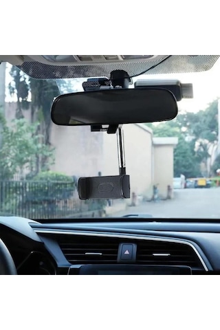 Zhltools Araç İçi Dikiz Aynası Telefon Tutucu Teleskopik Telefon Tutacağı Siyah