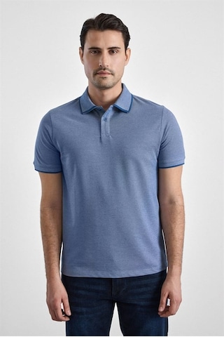 Süvari Saks Mavi Regular Düz Baskısız Pike Fermuarlı Polo Yaka Nefes Alabilen Tişört Ts1014000472-m05