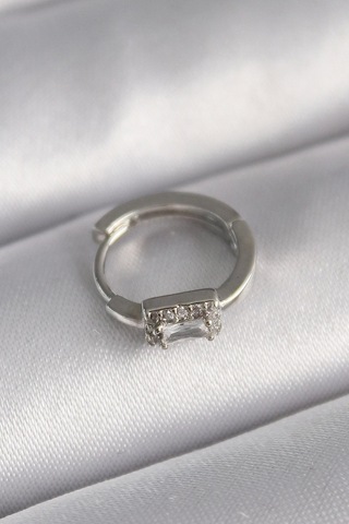 Ceylan Adam 316l Çelik Gümüş Renk Kare Zirkon Taşlı Tragus Piercing Çok Renkli