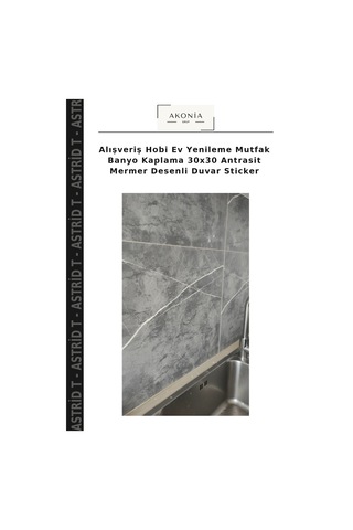 Alışveriş Hobi Ev Yenileme Mutfak Banyo Kaplama 30x30 Antrasit Mermer Desenli Duvar Sticker