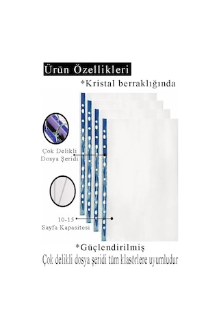 Poşet Dosya A4 Kristal 25 Adet Kalın Poşet Dosya Föy Mavi Şeritli 100 Mikron Şeffaf Belge Arşivleme Büro Ofis Okul 25 Adet