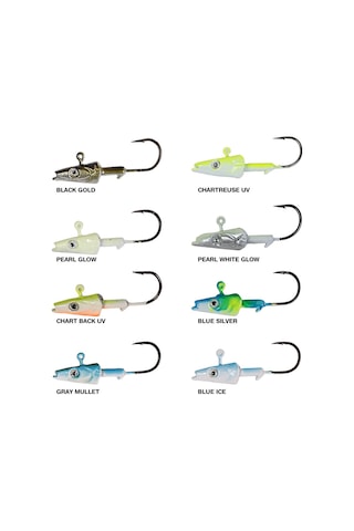 Ryuji Snake Shad 2/0 10gr Jig Head Pearl White Glow