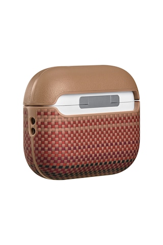 Apple Uyumlu AirPods Pro 3 Kılıf Aramid Fiber Pitaka Tactile Woven Sunset-moonrise Serisi Kapak Kahverengi Kahverengi