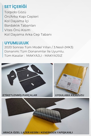 Hyundai İ20 3.nesil 2020 Sonrası Uyumlu Konfor Seti Ceplere Özel Yapışkanlı Premium Kaplama 3.nesil / 2020 Sonrası