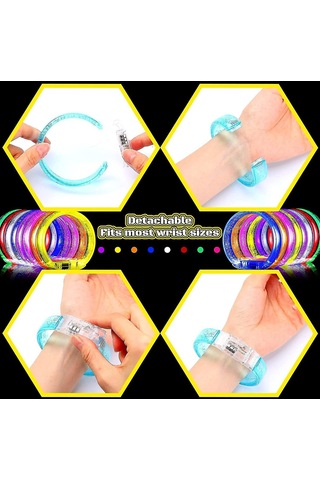 Led Işıklı Pilli Işıklı Rengarenk Kalın Bileklik Işıklı Bilezik Karışık Renk 1 Adet 4434