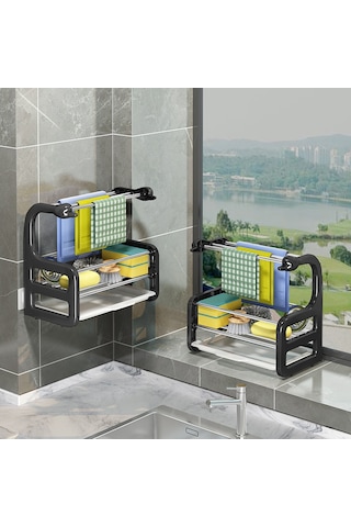 Springsun Duvar Tipi Mutfak Sulama Bezi Rafı - Delme Yok Kurulum - Sünger, Mutfak Bezi Ve Havlu Saklama - Siyah Küçük Kuş Modeli - Boşluk Tasarrufu Diğer