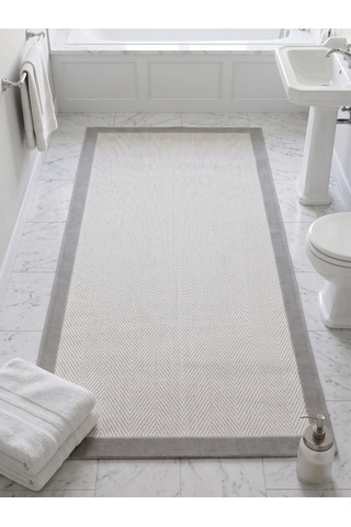 Vektör Sisal Halı Kaymaz Taban Silinebilir Yıkanabilir Modern Salon Mutfak Koridor Halısı Beyaz Gri