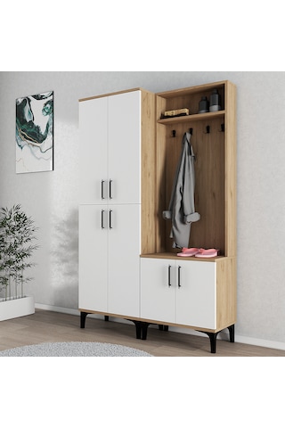 Ferniso Mobilya Portmanto+ayakkabılık Ceviz-beyaz