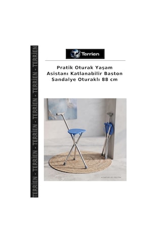 Pratik Oturak Yaşam Asistanı Katlanabilir Baston Sandalye Oturaklı 88 Cm