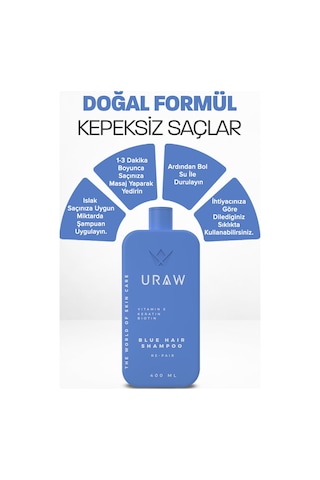 Uraw Biotin Ve Keratin İçeren Dökülme Karşıtı Mavi Şampuan 400 ML