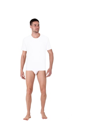 Thermoform Bambu Erkek Bisiklet Yaka Tişört Kısa Kollu Fanila Atlet Ve Slip Külot Seti Beyaz Çok Renkli