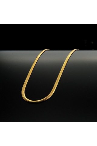 Sarı Yılan Desenli Çelik Zincir Kolye Takı Aksesuar K24 T5 Çelik